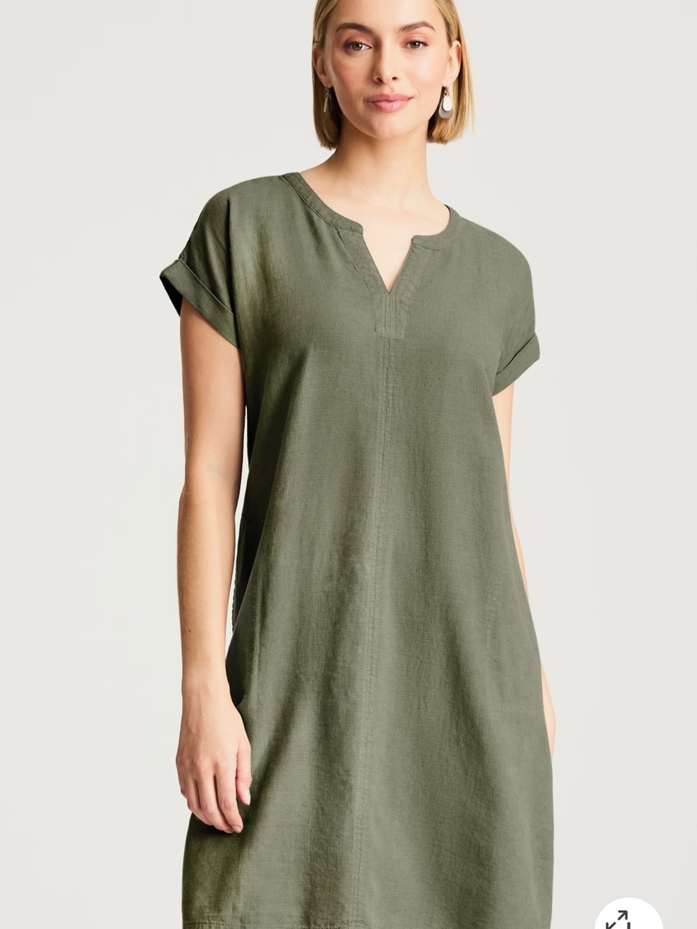 J. Jill Pure Jill Linen-Blend Cap-Sleeve Dress